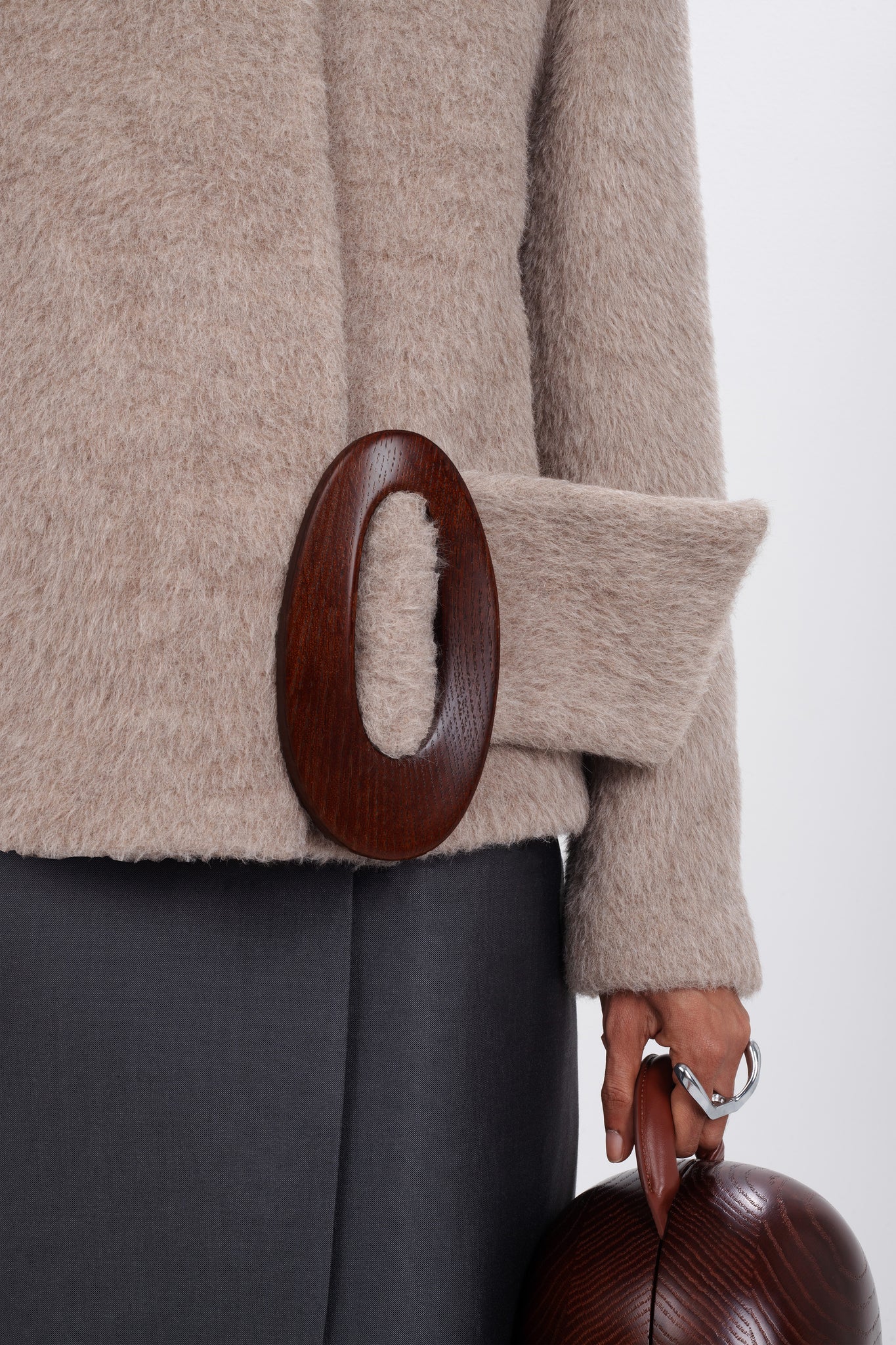 Alpaca Jacket with Hand-Carved Wooden Buckle