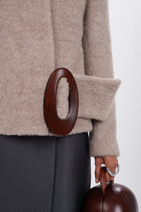Alpaca Jacket with Hand-Carved Wooden Buckle