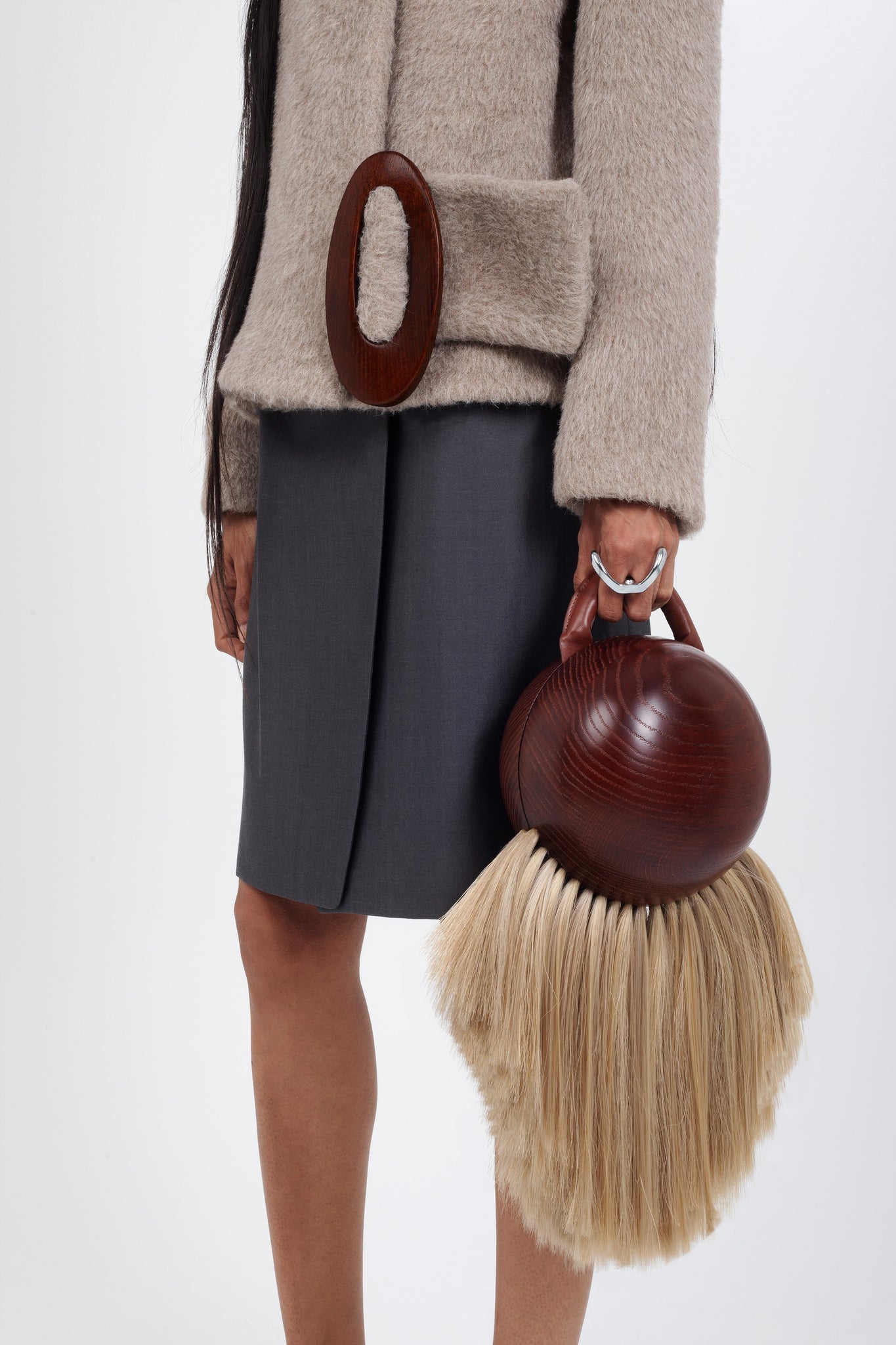Alpaca Jacket with Hand-Carved Wooden Buckle