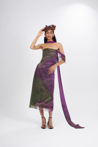 Iris Midi Dress in Hand-Dyed Silk