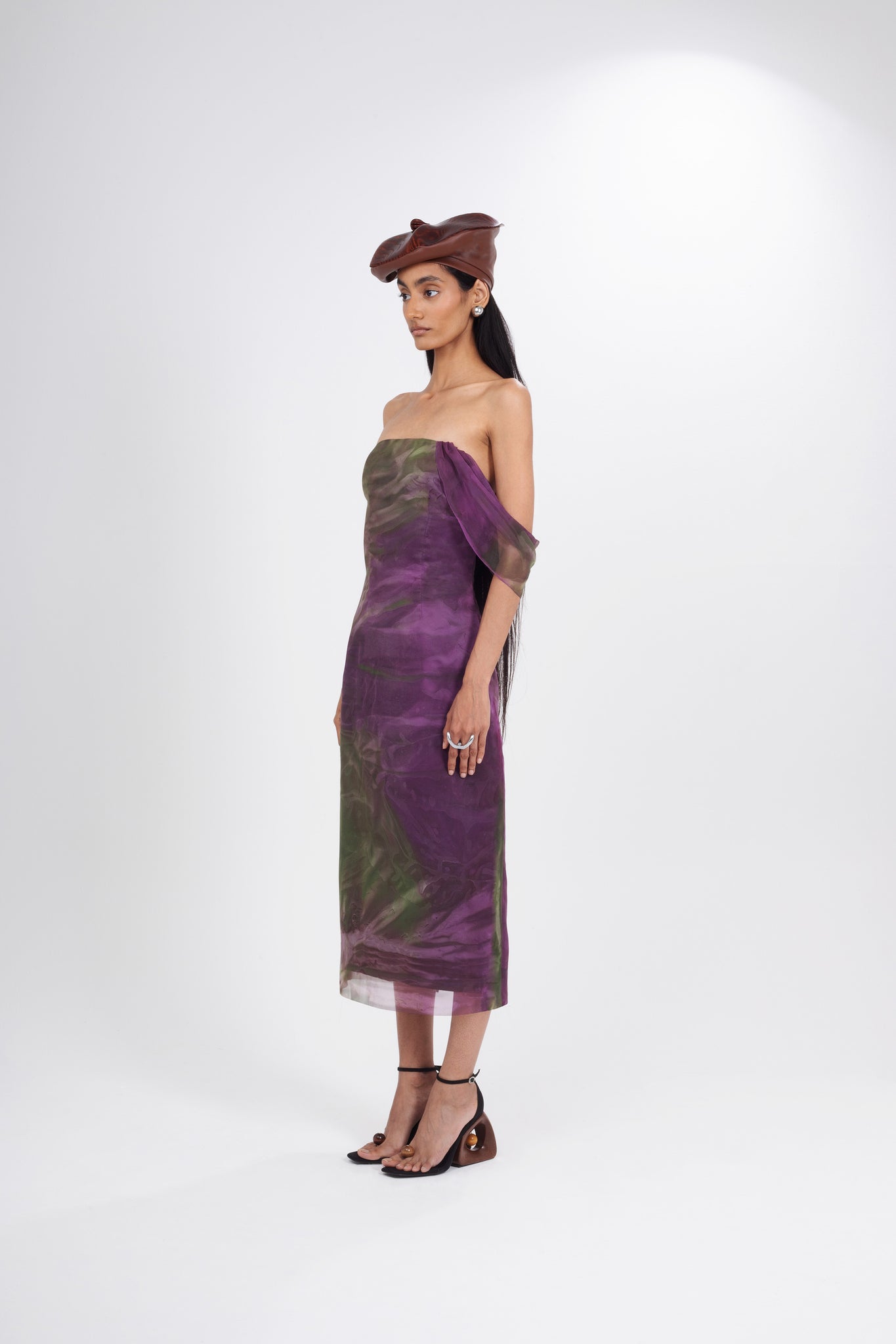 Iris Midi Dress in Hand-Dyed Silk