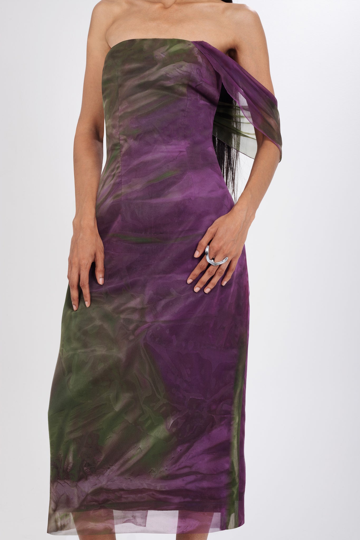 Iris Midi Dress in Hand-Dyed Silk