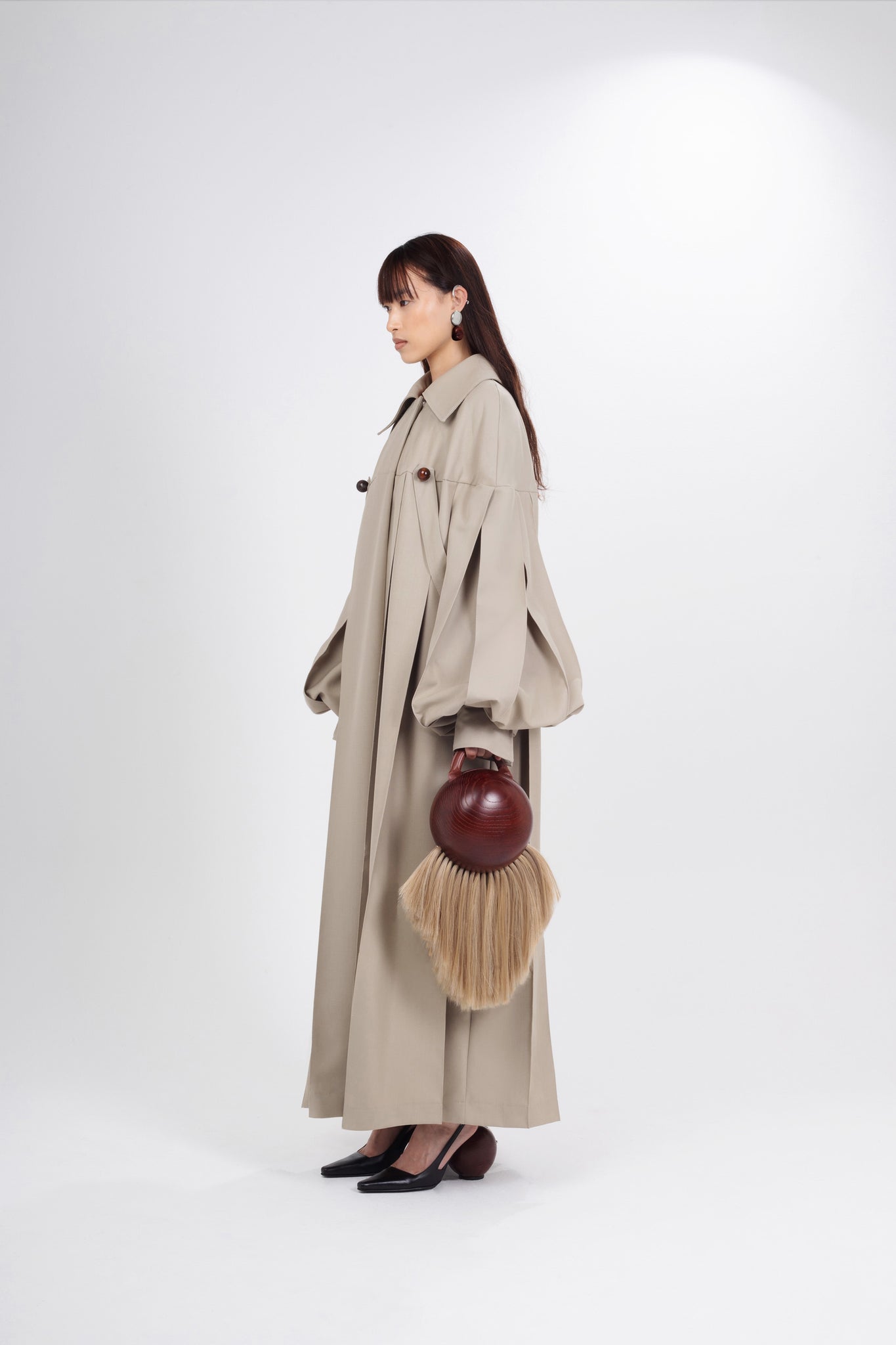 Mia Trench Coat with Wooden Details