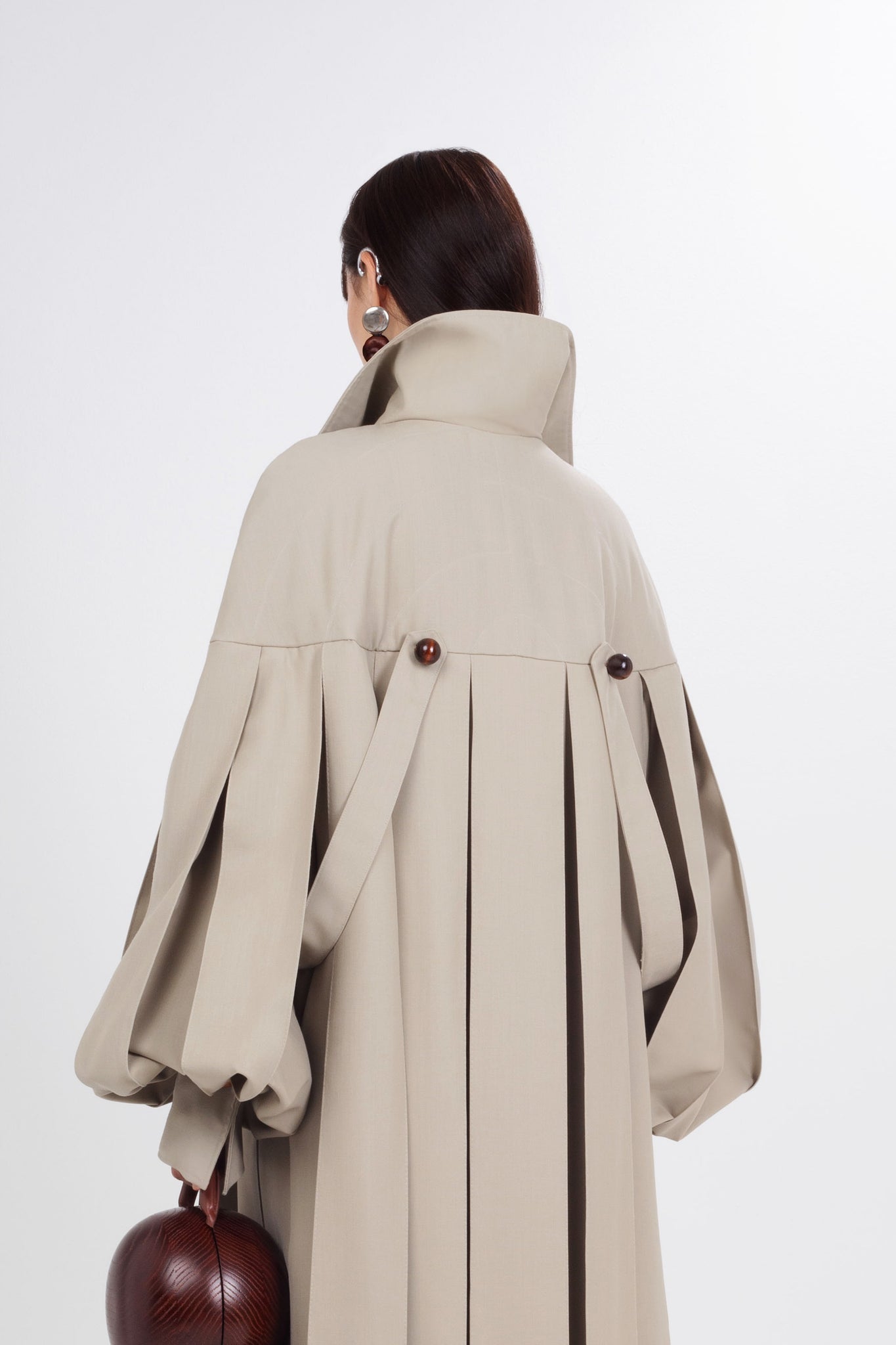 Mia Trench Coat with Wooden Details