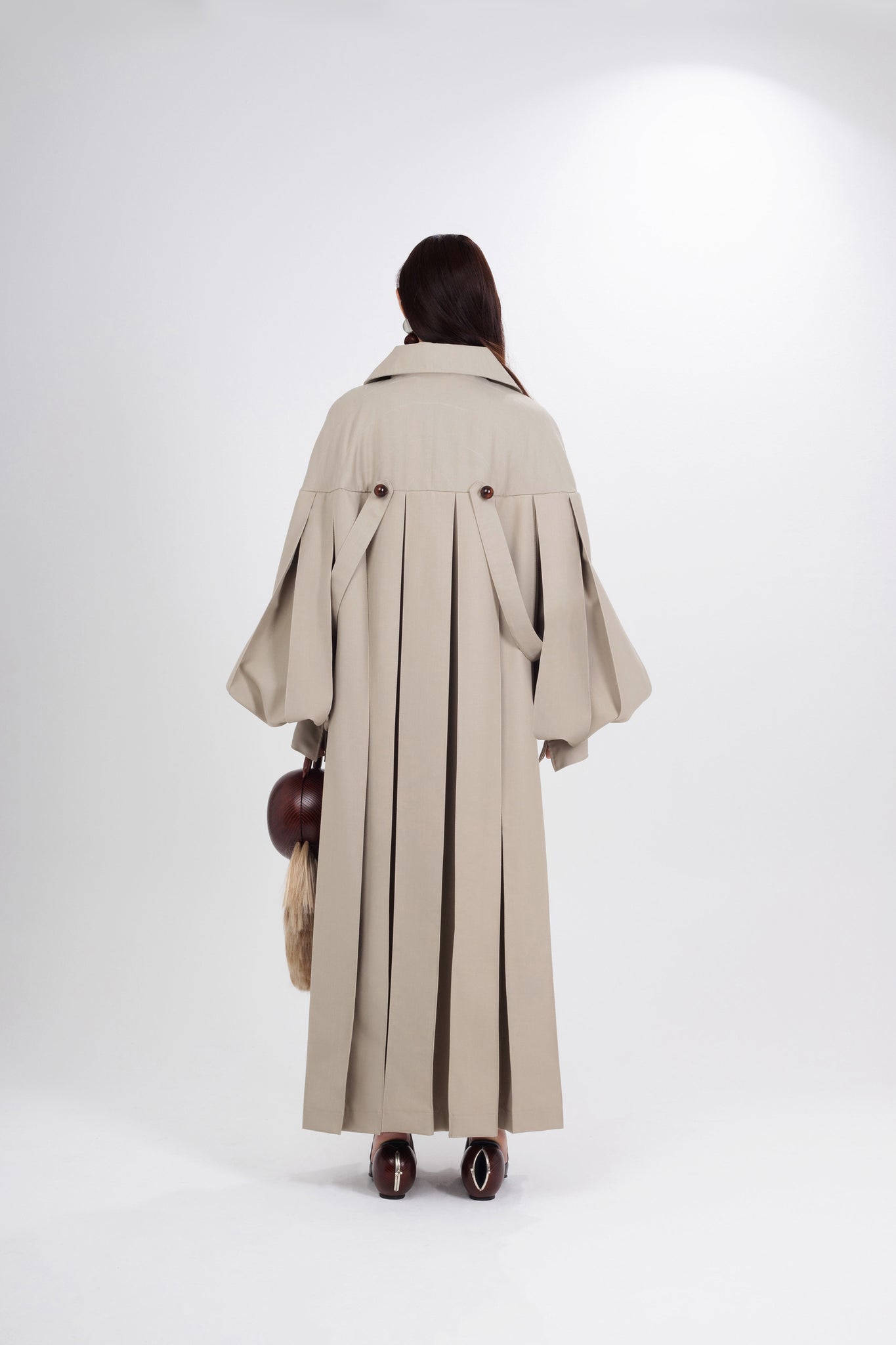 Mia Trench Coat with Wooden Details