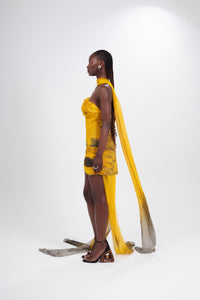 Hand-Dyed Yellow Silk Scarf