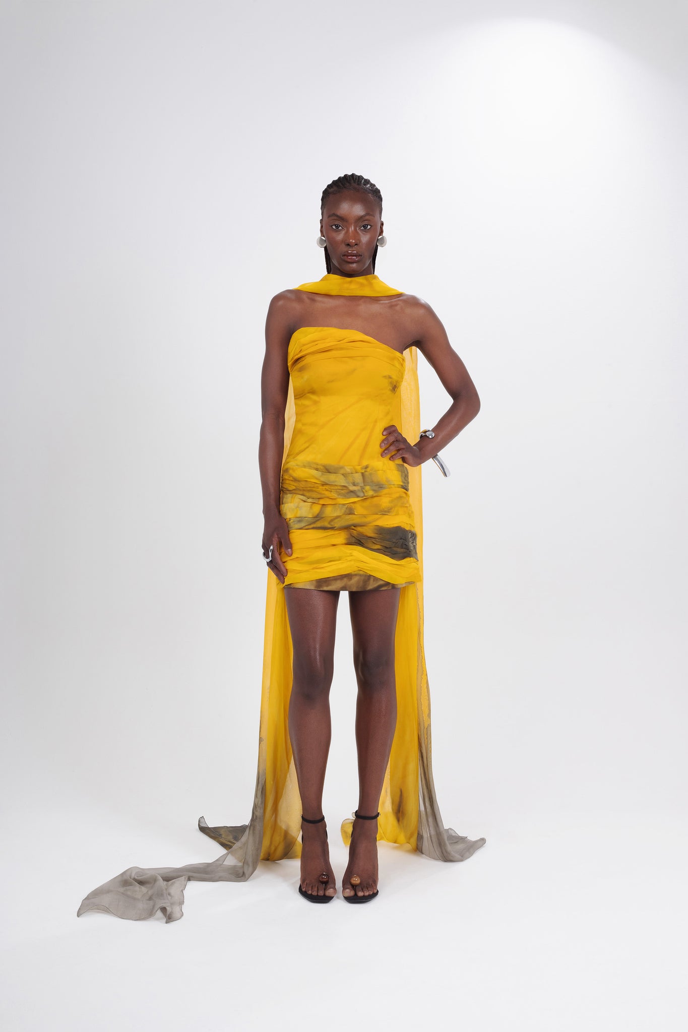 hand dyed silk dress Silk Long Sleeve Wrap Dress
