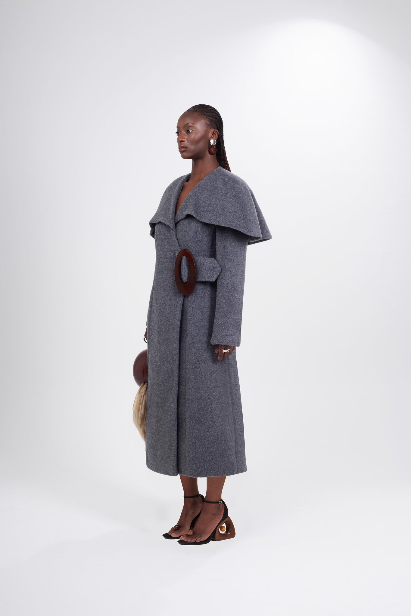 Renee Coat with Hand-Carved Wooden Buckle
