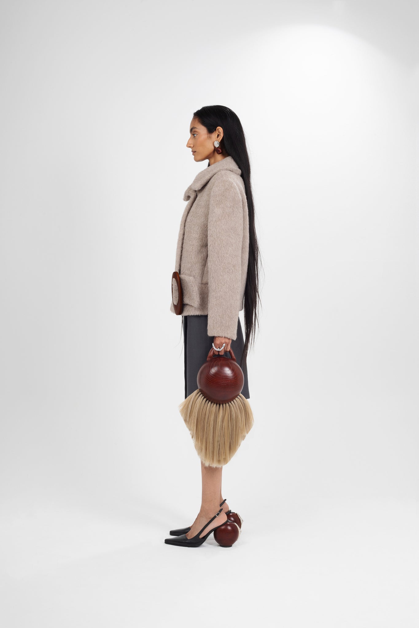 Alpaca Jacket with Hand-Carved Wooden Buckle