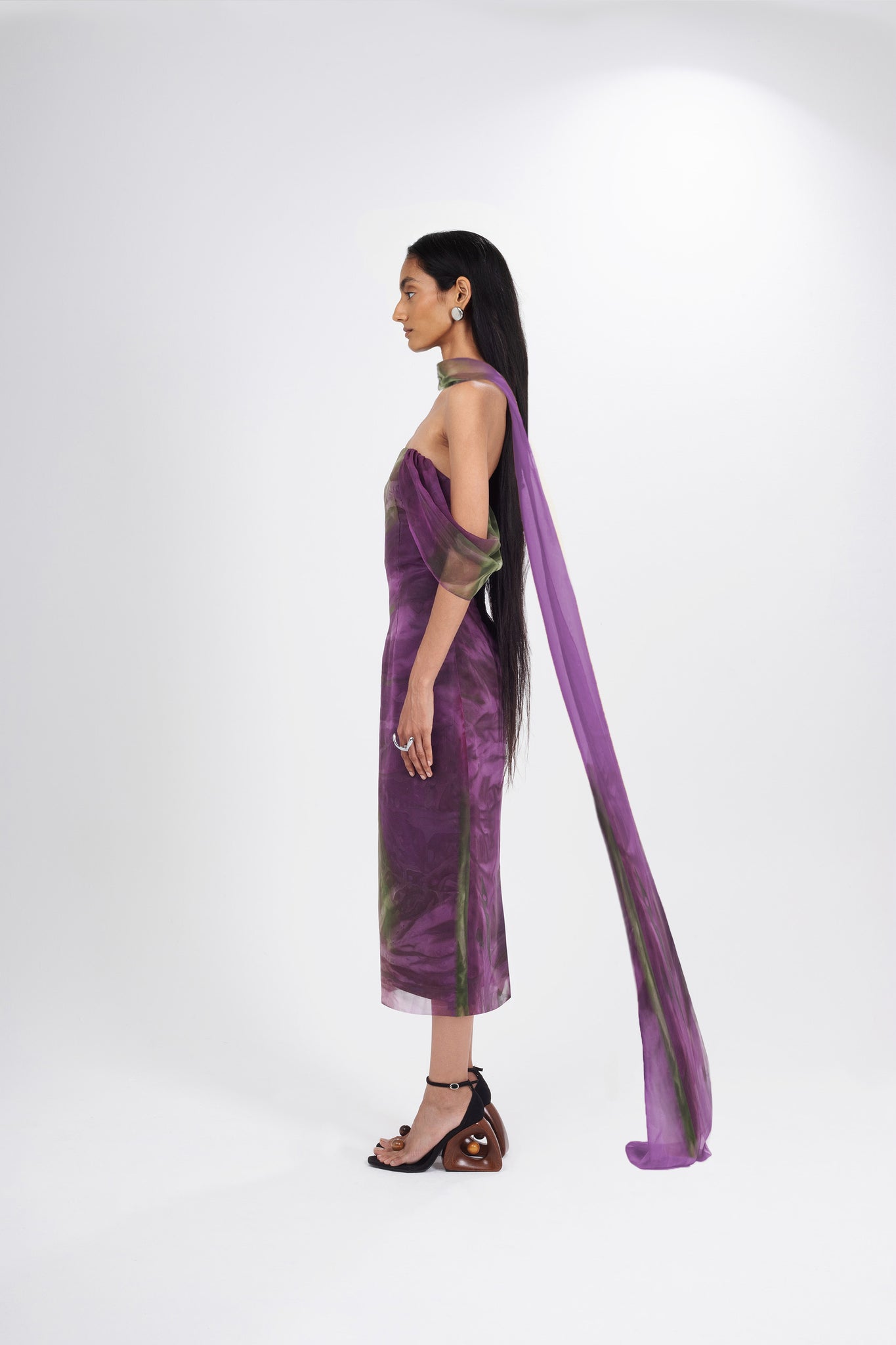 Hand-Dyed Purple Silk Scarf