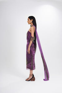 Hand-Dyed Purple Silk Scarf